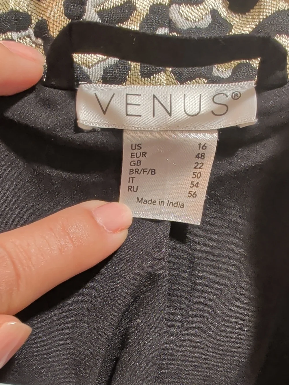 VENUS Metallic Gold Leopard Satin Blazer